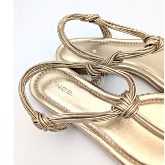 Vince Deja Slip On Slingback Thong Sandals Metallic Gold Size US6.5M EU36.5 - Picture 11 of 11